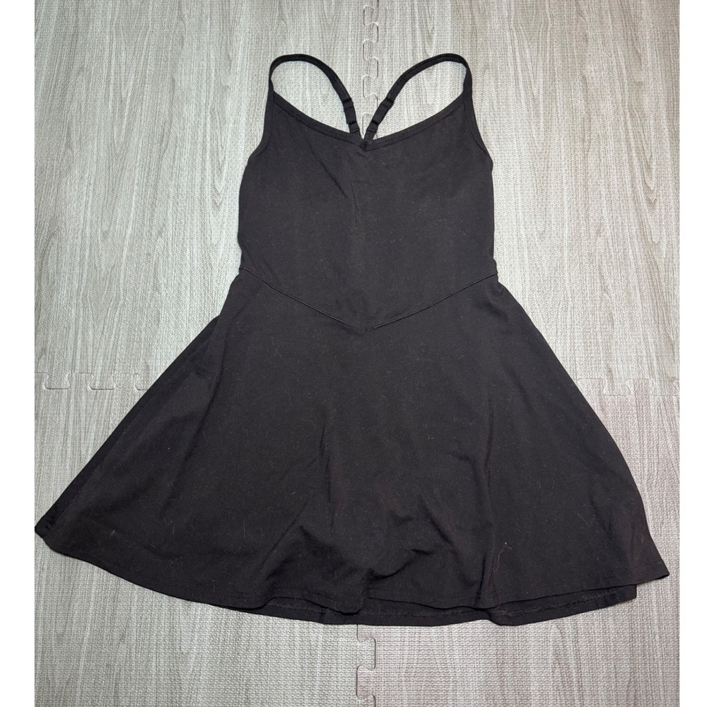 FLX Women Black Active Dress Built-in Shorts Racerback Adjustable Straps Size M